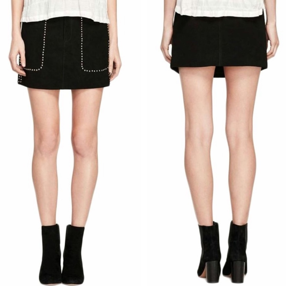 Rebecca Minkoff Barry Studded Goatskin Leather Mini Skirt in Black 🖤